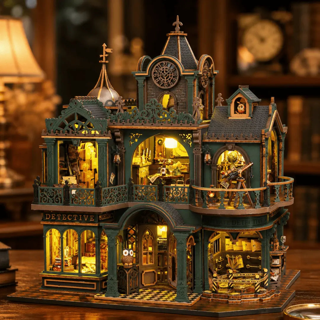 Green Detective Agency DIY Wooden Miniature House Kit Fifijoy