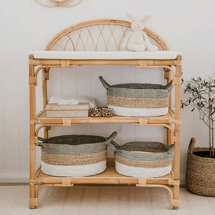 Kinderregal Rattan mit 3 Ebenen