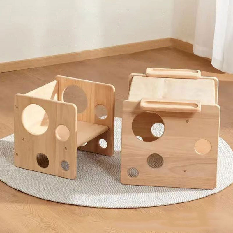 Kleines Kindertisch-Stuhl-Set aus Kiefernholz