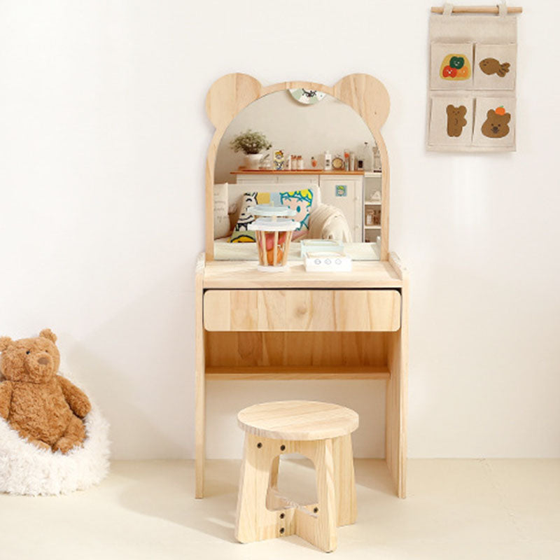 Kinder Schminktisch aus Kiefernholz mit Hocker