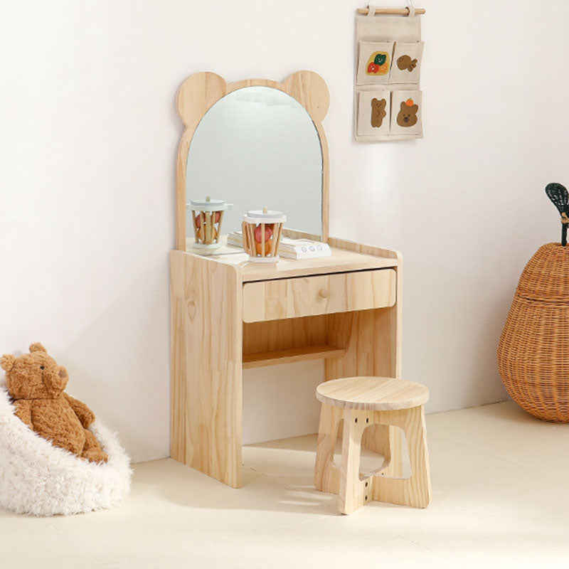 Kinder Schminktisch aus Kiefernholz mit Hocker
