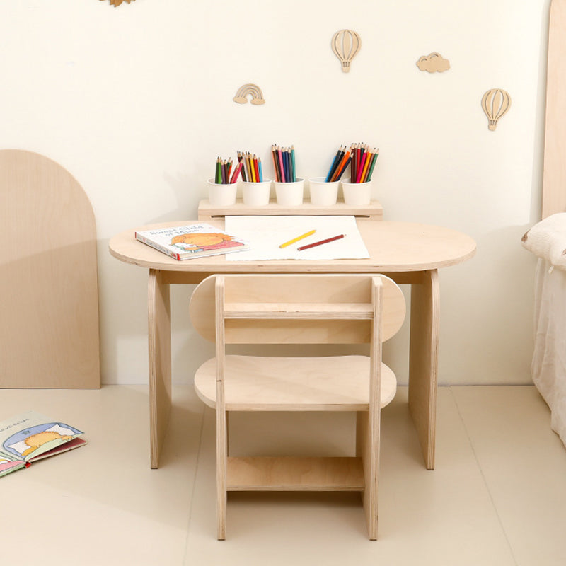 Ovales Kinderschreibtisch-Set mit Stifthalter