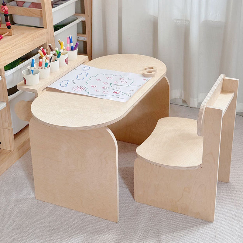 Ovales Kinderschreibtisch-Set mit Stifthalter