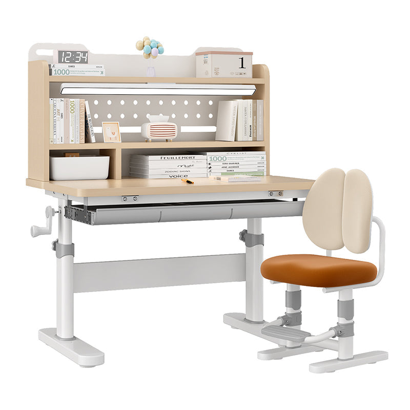 Kinderschreibtisch-Set mit Handkurbel und Regal