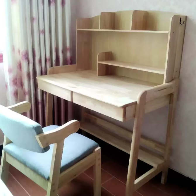 Kinderschreibtisch mit Aufsatzregal und 2 Schubladen