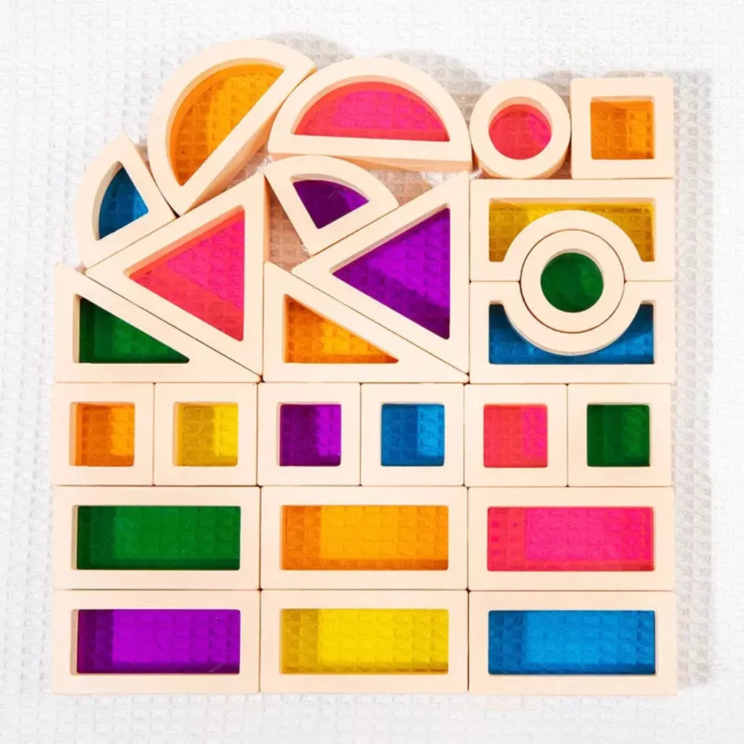 Fensterbausteine aus Holz | Montessori Bauklötze für Kinder