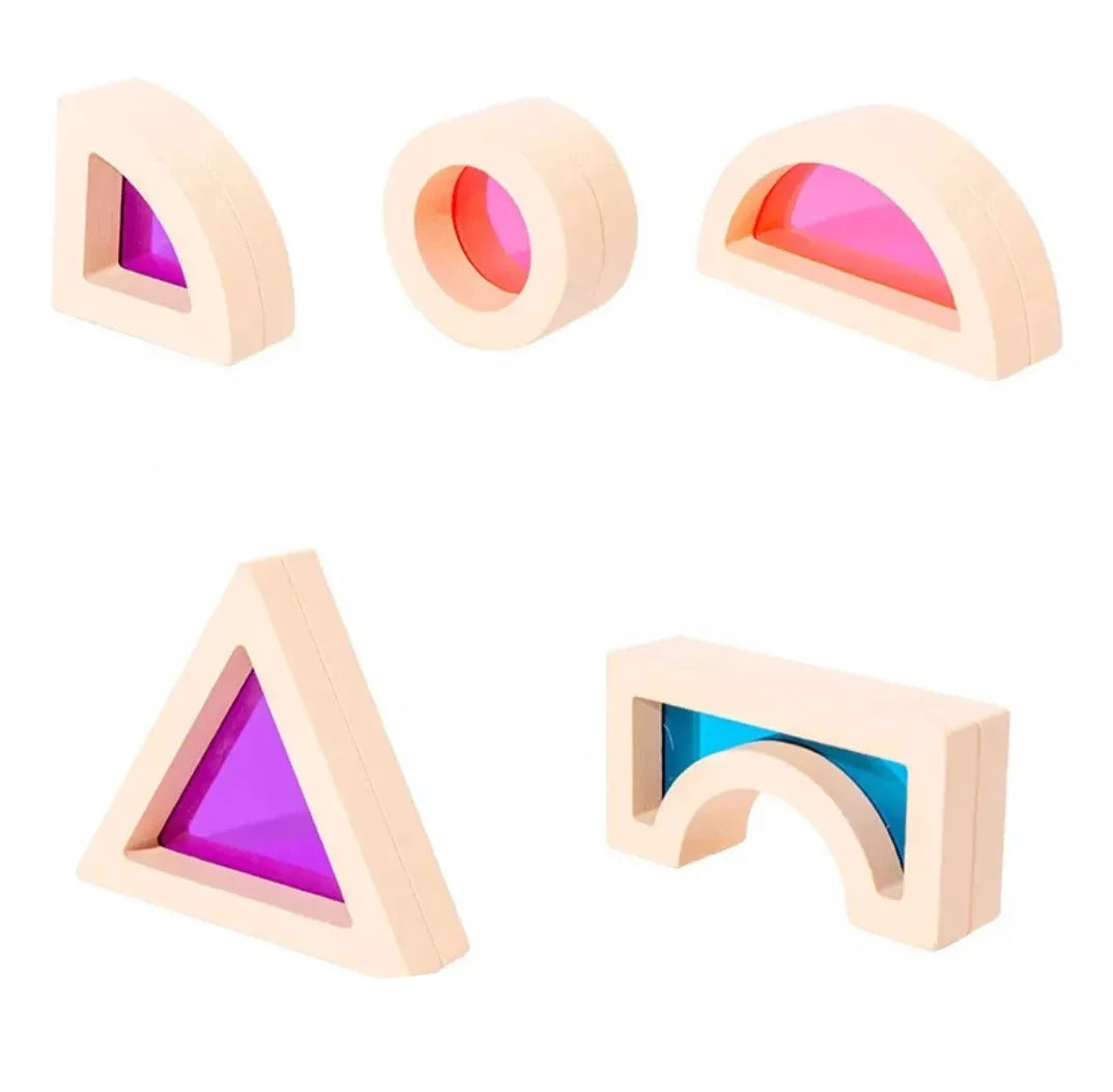 Fensterbausteine aus Holz | Montessori Bauklötze für Kinder