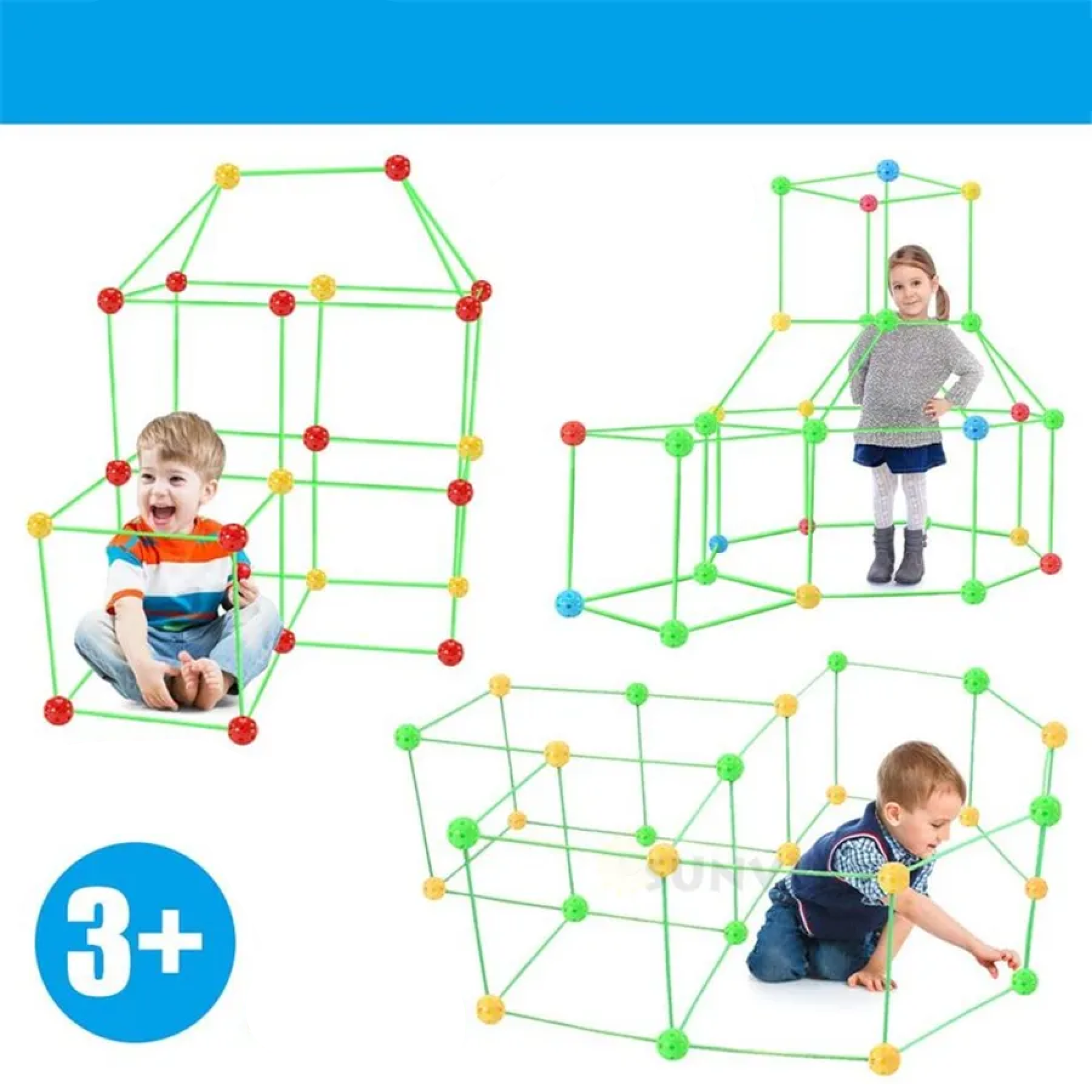 Bau-Set Höhle & Festung für Kinder | Stangen-Konstruktionsset