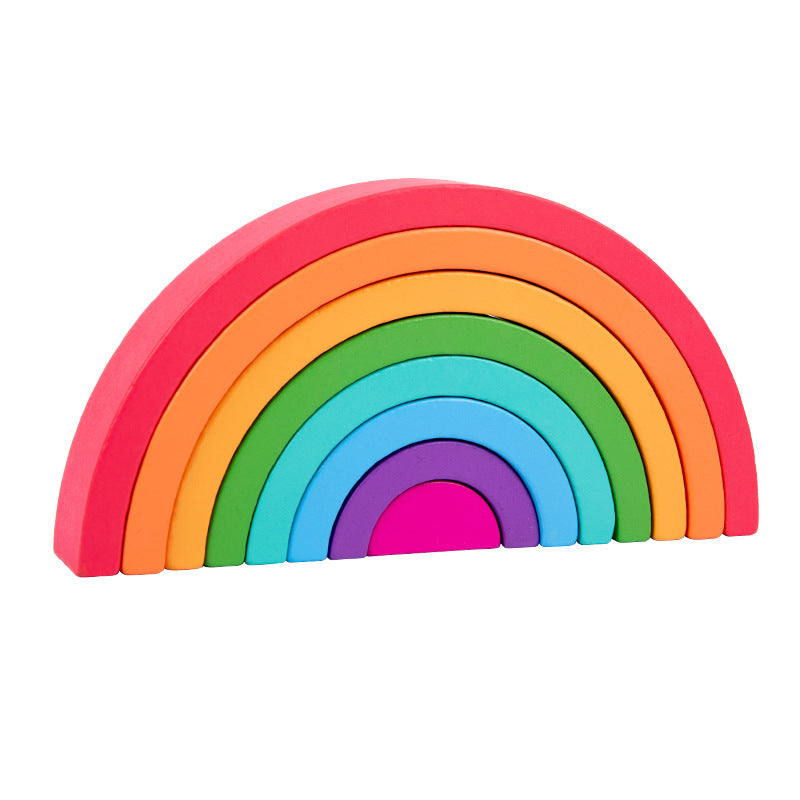 Regenbogen Stapelspielzeug aus Holz | Balance & Farben