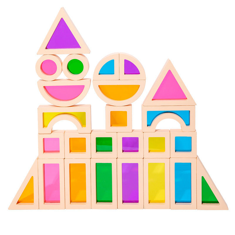 Fensterbausteine aus Holz | Montessori Bauklötze für Kinder
