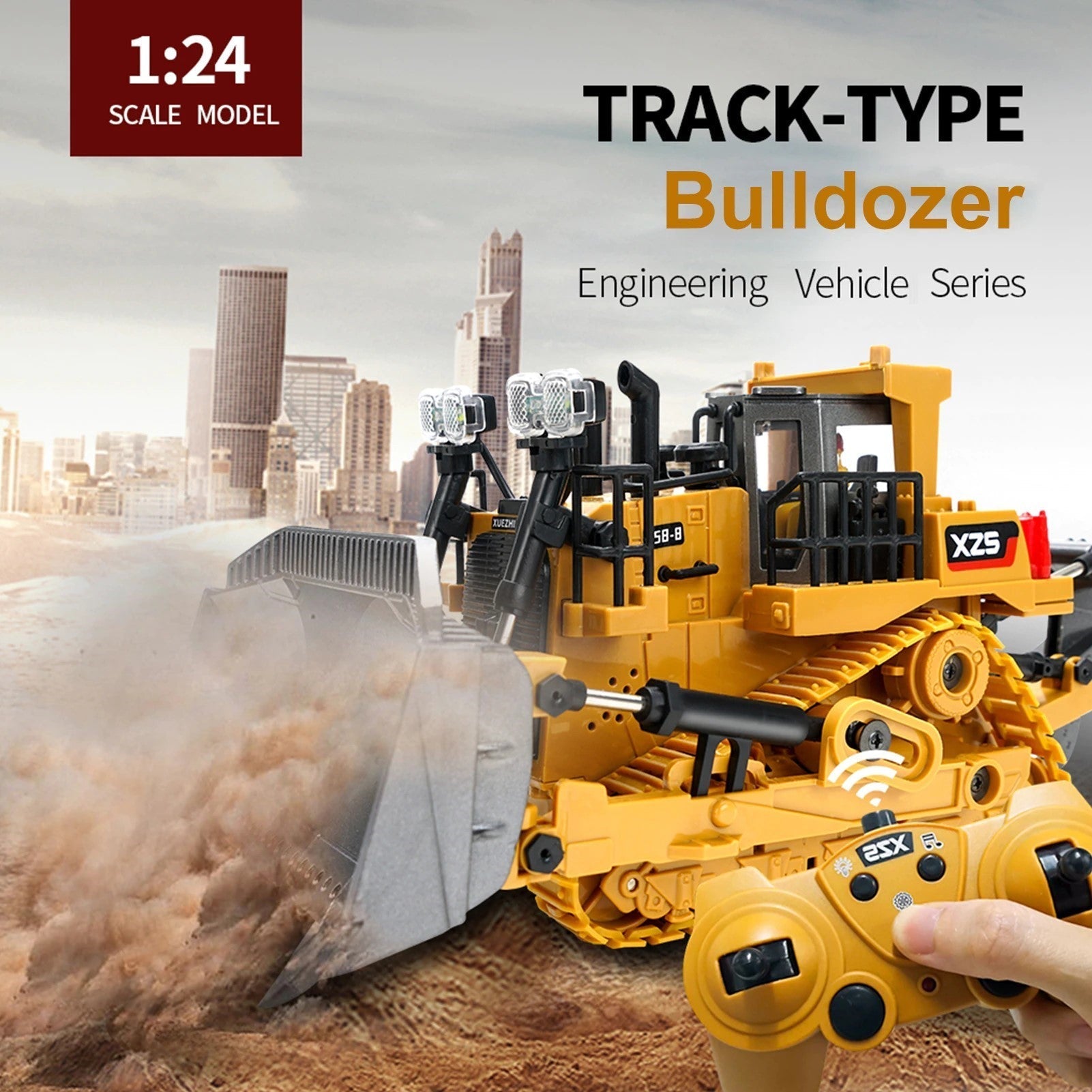 Ferngesteuerter Bulldozer für Kinder | RC Baufahrzeug 1:24