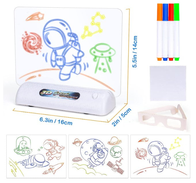 Magic 3D Zeichenbrett | Kreatives Zeichnen lernen - LED-Lichteffekte für Kinder