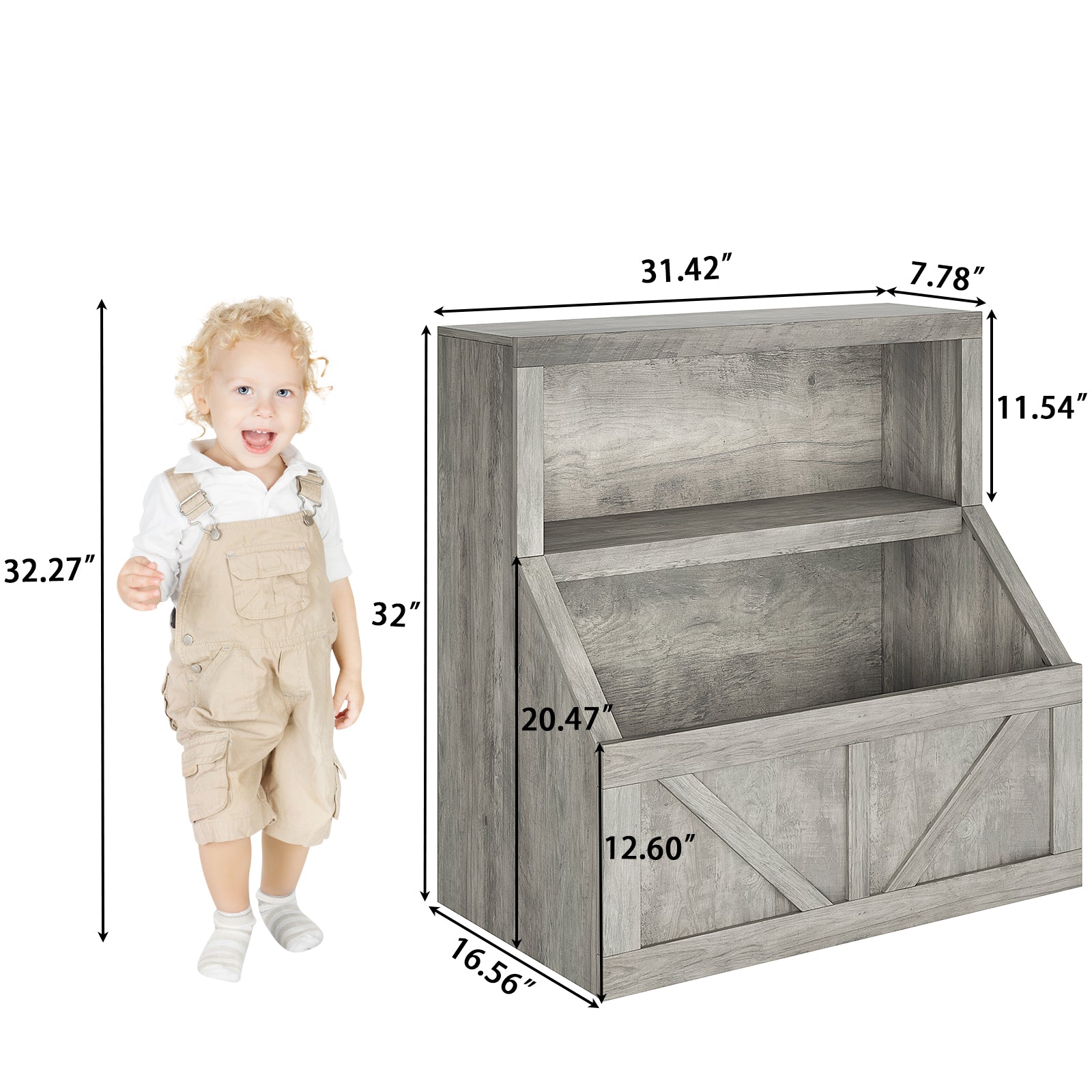 Kinderregal mit Spielzeugaufbewahrung im Landhaus-Stil