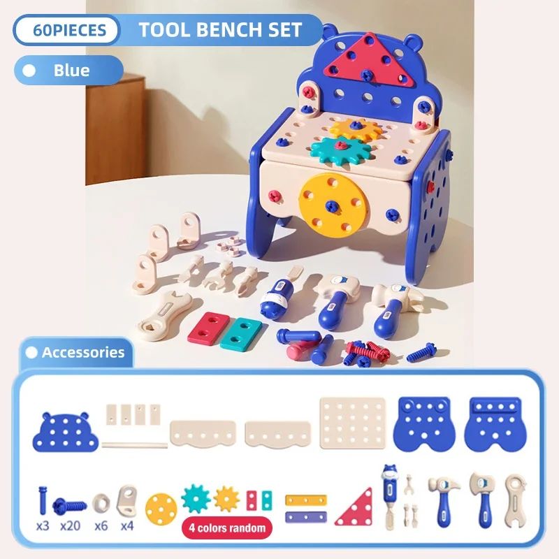 Kinder-Werkzeugkasten 3-in-1 | Spielzeug-Werkzeugset mit Bohrer