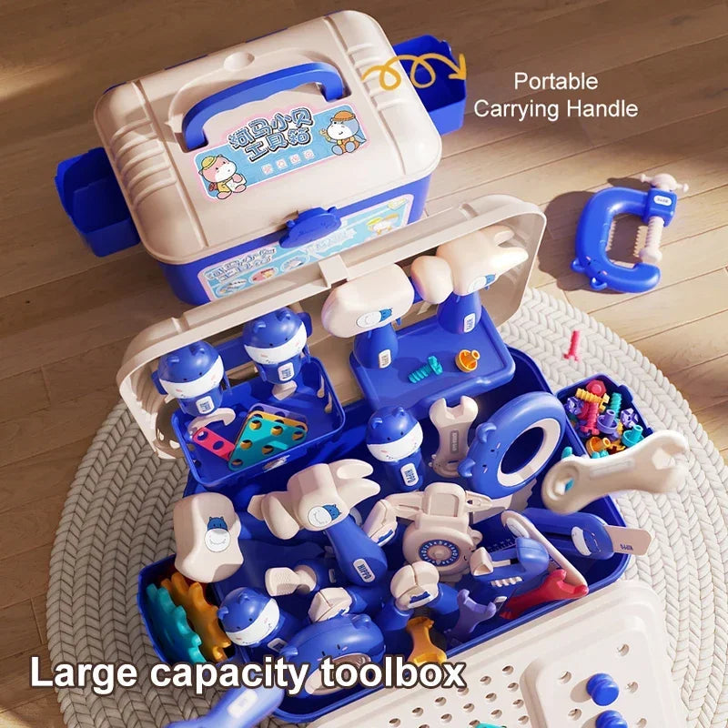 Kinder-Werkzeugkasten 3-in-1 | Spielzeug-Werkzeugset mit Bohrer