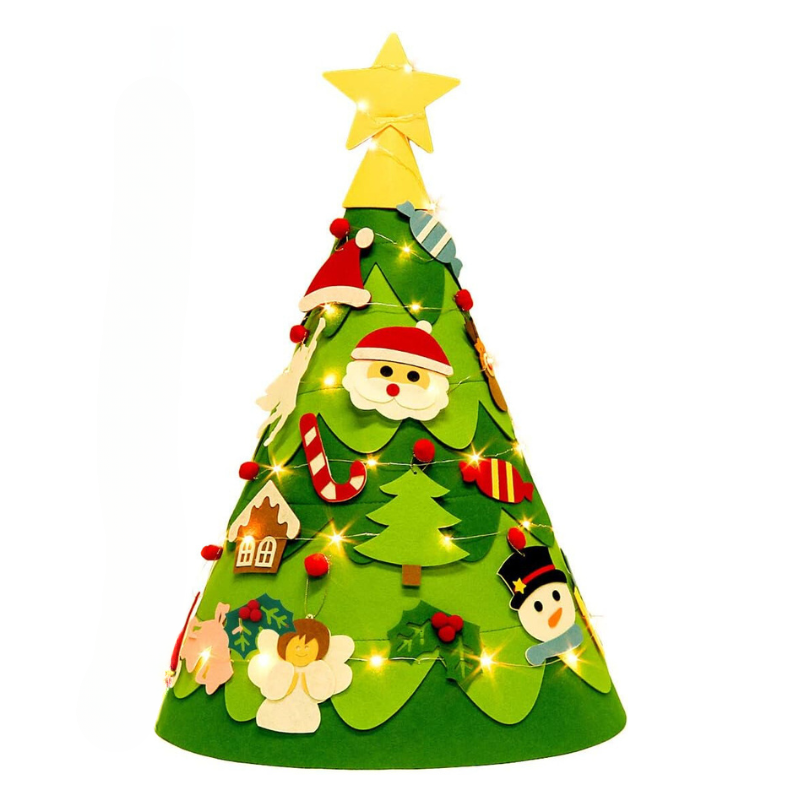 DIY Filz-Weihnachtsbaum für Kinder | Zum Schmücken, 28 Anhänger