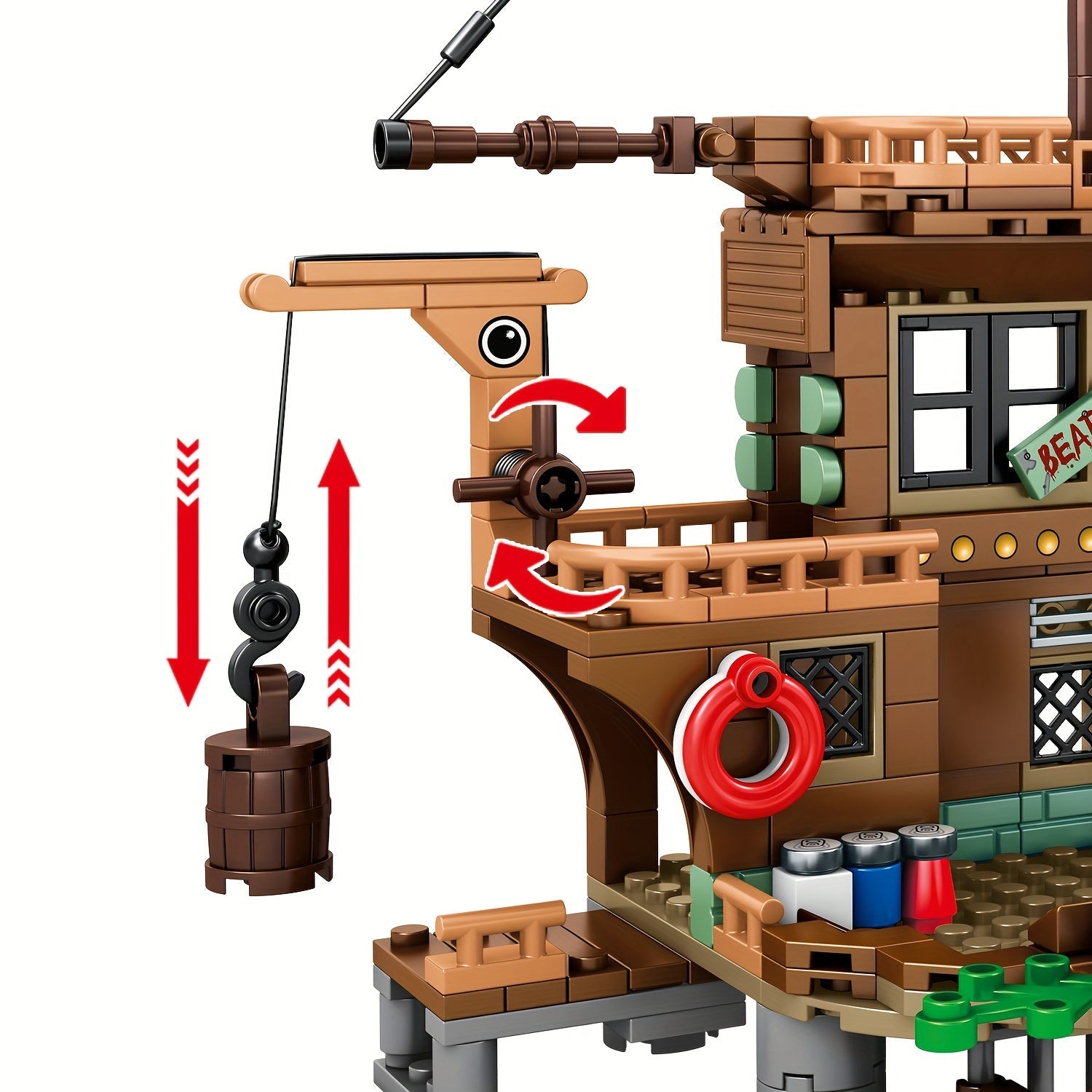Piratenschiff Spielset für Kinder | Bausteine mit Hafen CaptainQuest