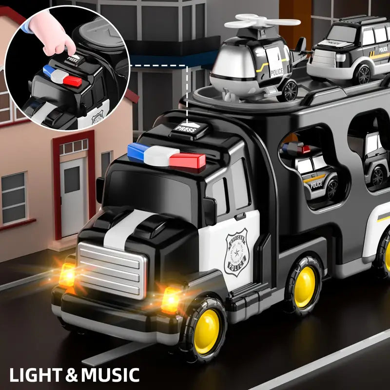 Polizei-LKW mit Fahrzeugen für Kinder | Fördert fantasievolles Rollenspiel