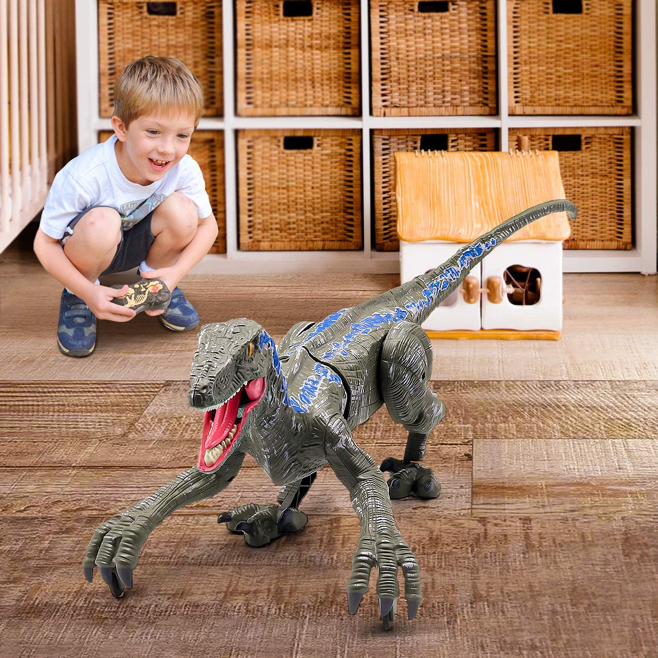 Ferngesteuerter Dinosaurier für Kinder | Realistischer Raptor für Dino-Fans