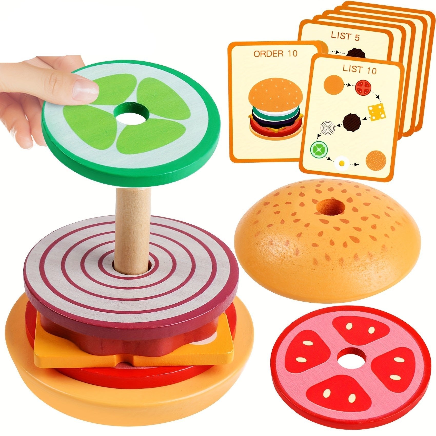 Stapelspielzeug Burger aus Holz | Montessori für Kinder