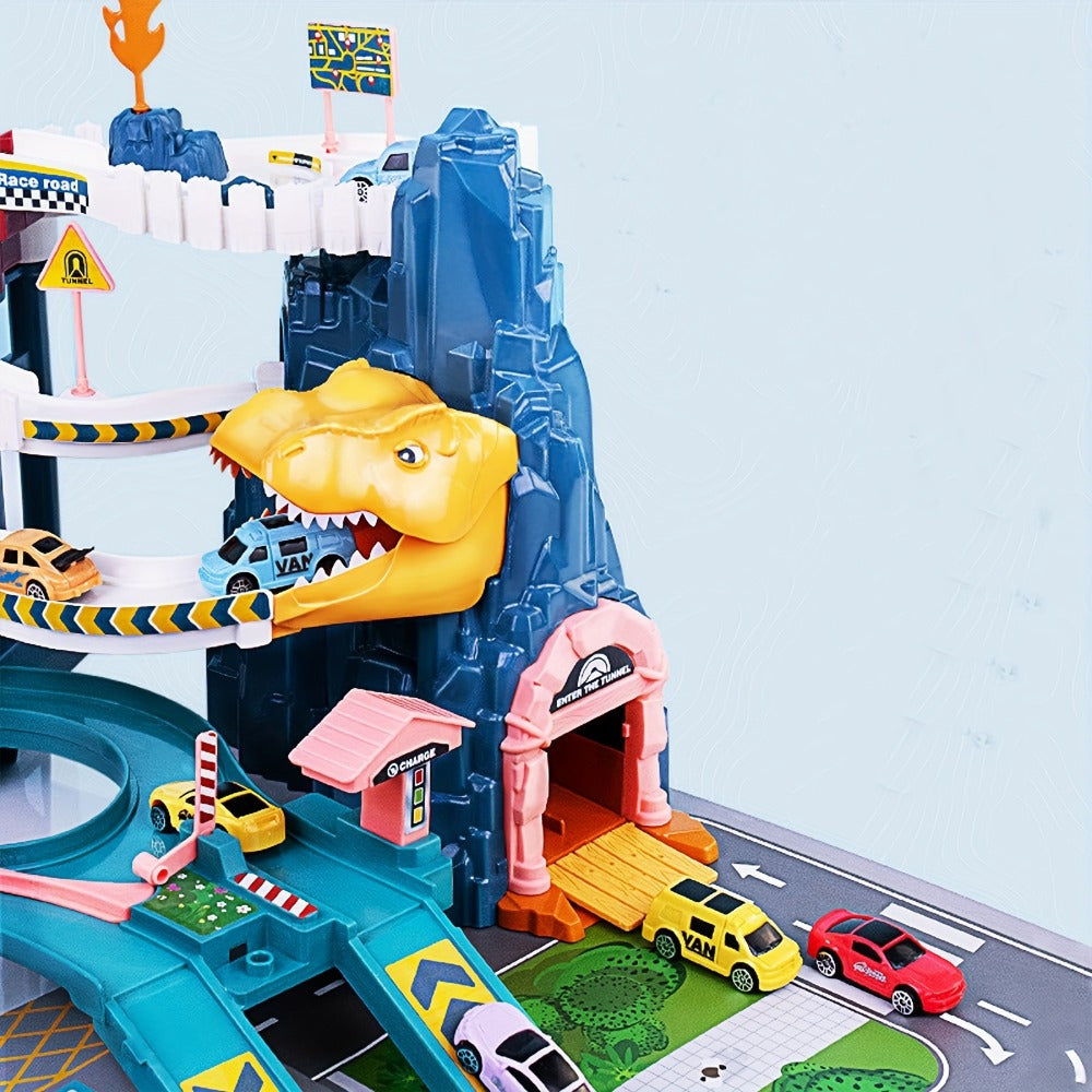 DinoRush Dinosaurier Rennbahn mit Autos für Kinder | Stundenlanger Spielspaß