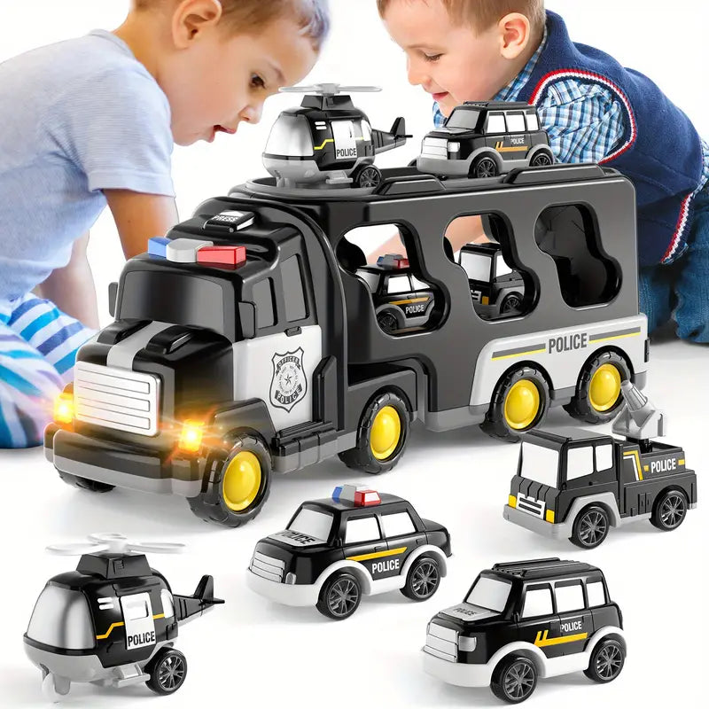 Polizei-LKW mit Fahrzeugen für Kinder | Fördert fantasievolles Rollenspiel