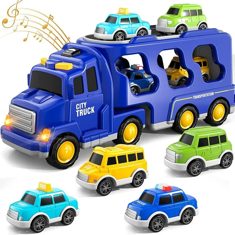 Transport-Spaß | Spielzeug-LKW-Set mit Licht und Sound – Magisches Auto Stadtabenteuer