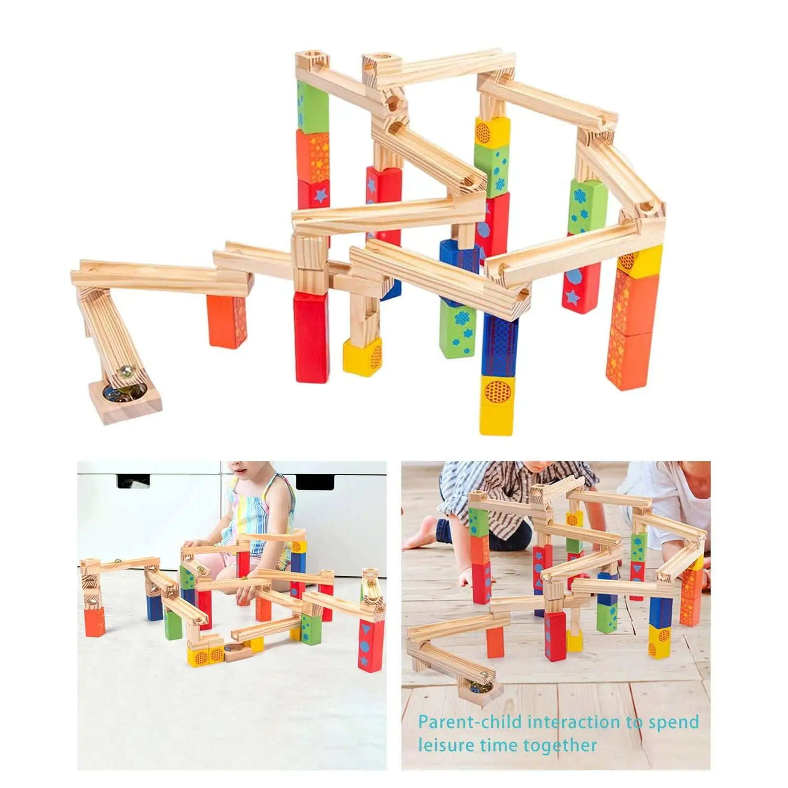 Holz-Murmelbahn für Kinder | 60-teiliges Bauset BuildRoller