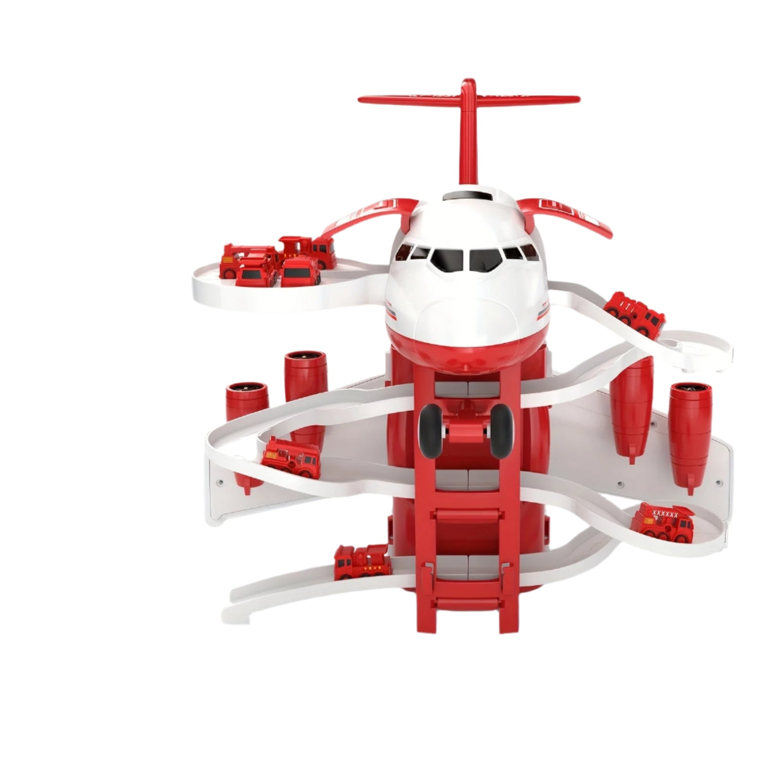 SkyRescue | Abenteuerlicher Spielspaß – Flugzeug- und Feuerwehrwagen-Spielset mit Spielmatte