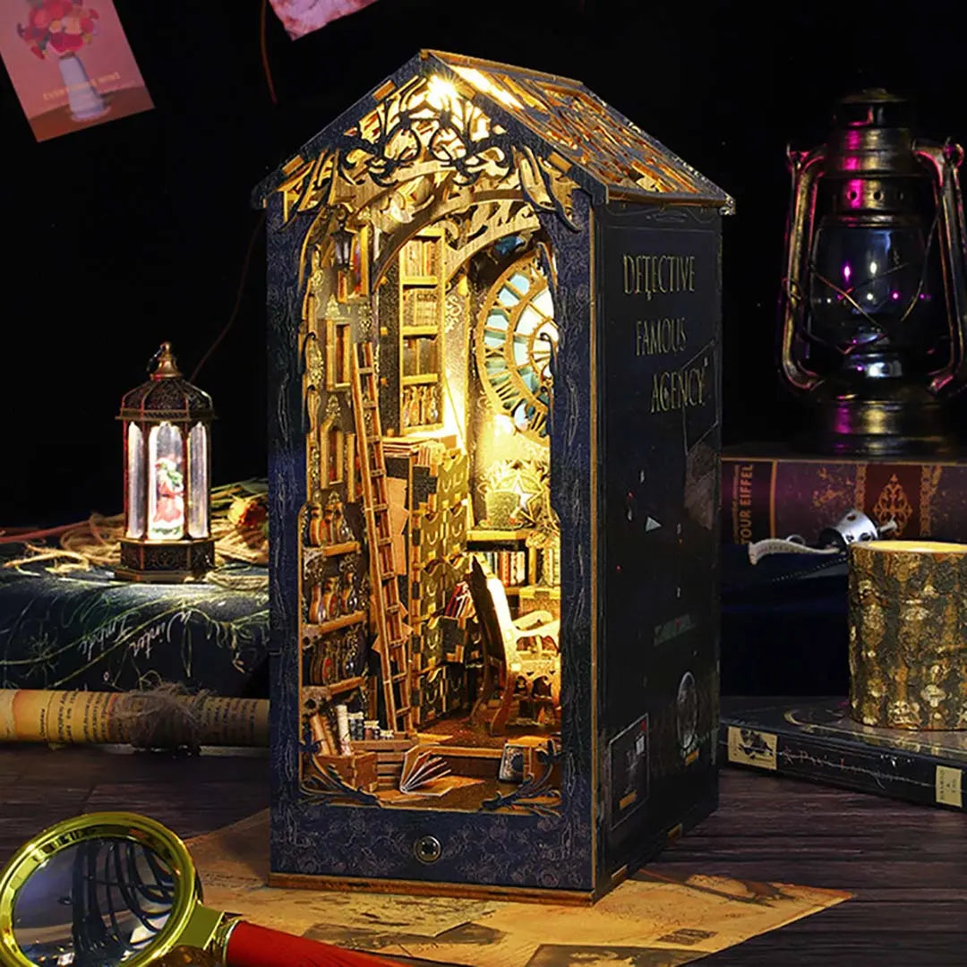 Detective Agency Wooden Puzzle Book Nook Shelf Insert Fifijoy