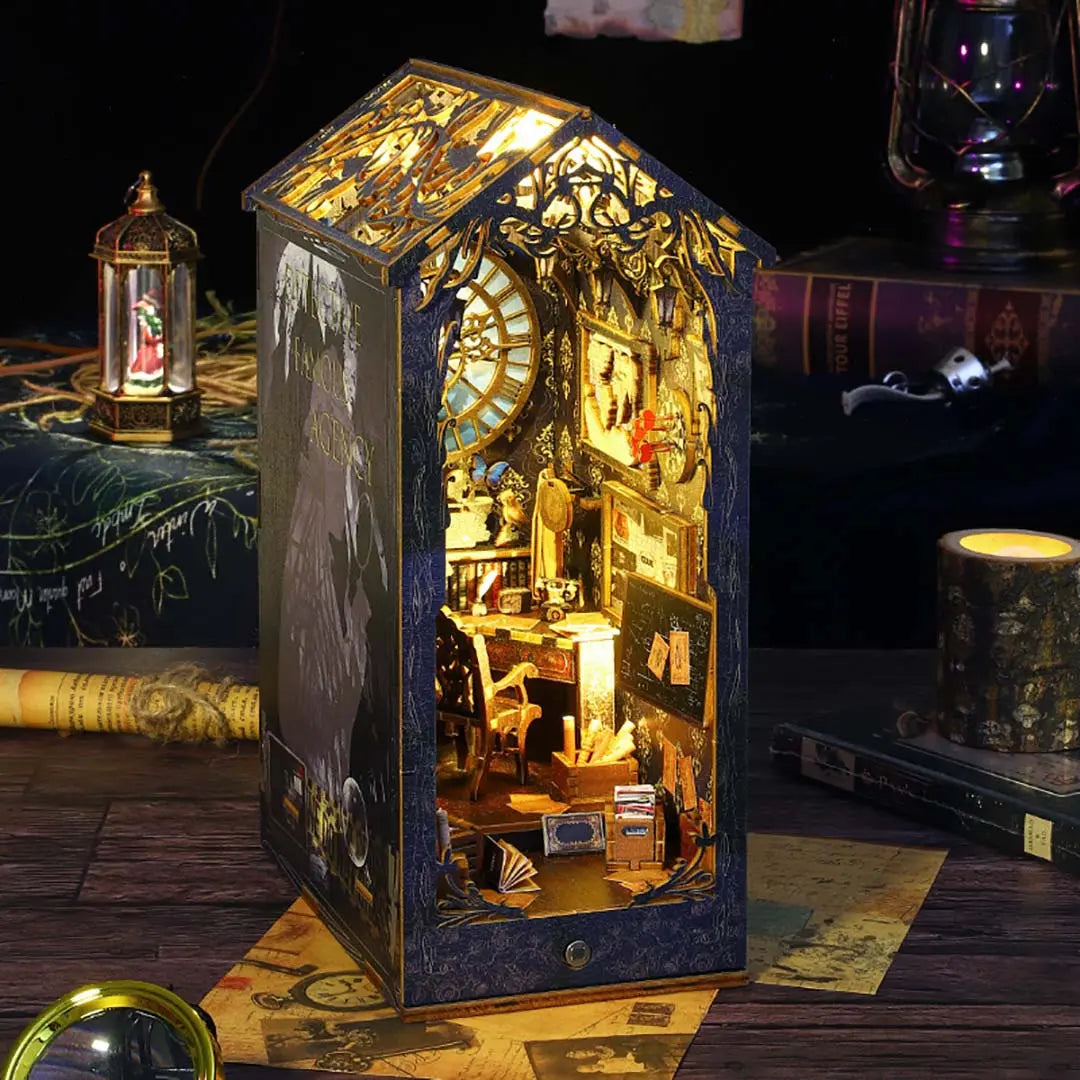 Detective Agency Wooden Puzzle Book Nook Shelf Insert Fifijoy