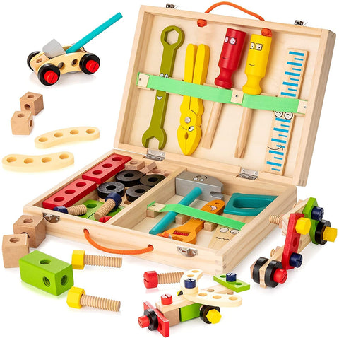 Werkzeugset für Kinder aus Holz | 30+ Teile aus Buchenholz