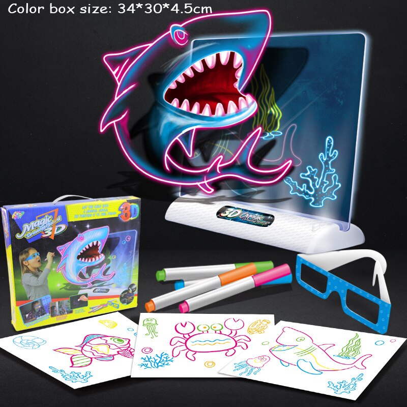 Magic 3D Zeichenbrett | Kreatives Zeichnen lernen - LED-Lichteffekte für Kinder
