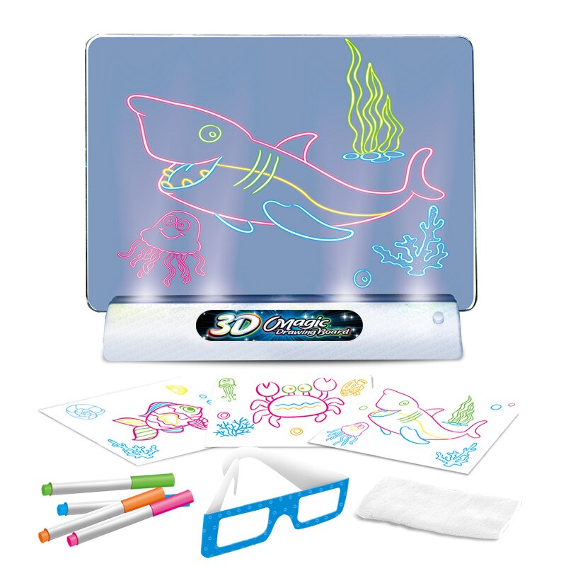 Magic 3D Zeichenbrett | Kreatives Zeichnen lernen - LED-Lichteffekte für Kinder