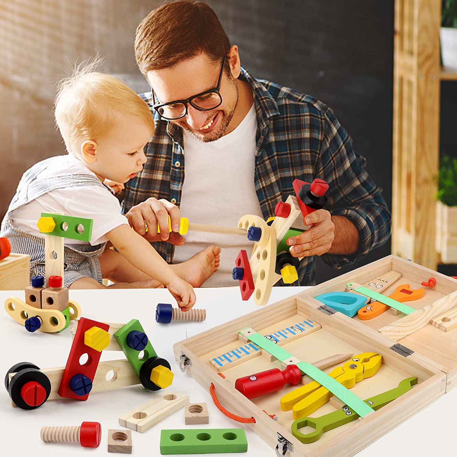 Kinder-Werkzeugkasten mit Werkzeug | Spielzeug-Werkzeugset TinyFix