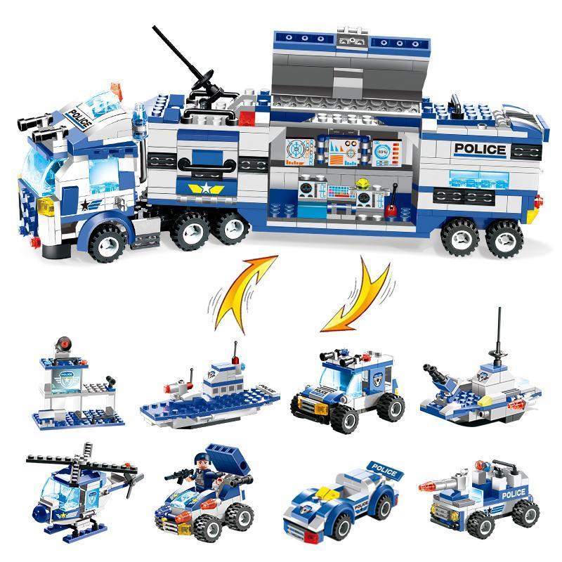 Polizeitruck Bauset für Kinder | Bausteine mit Station PowerForce